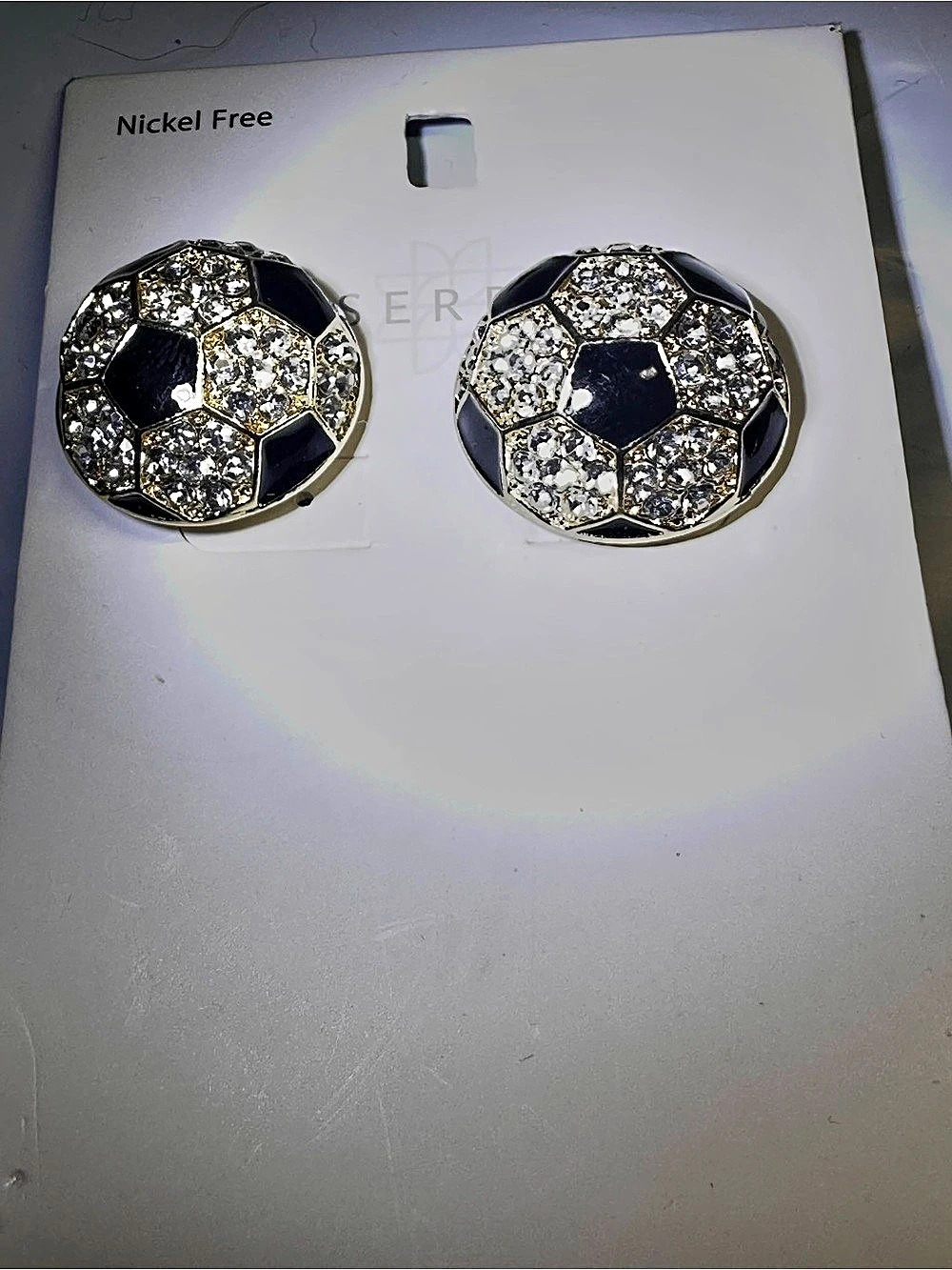 Soccer Ball Rhinestone Stud Earrings Geometric Soccer Ball Stud Earrings